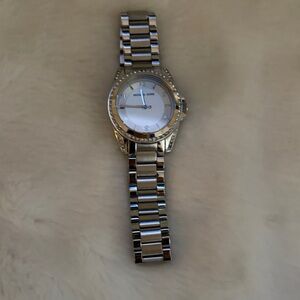Michael Kors Silver and White Women's Bracelet Watch